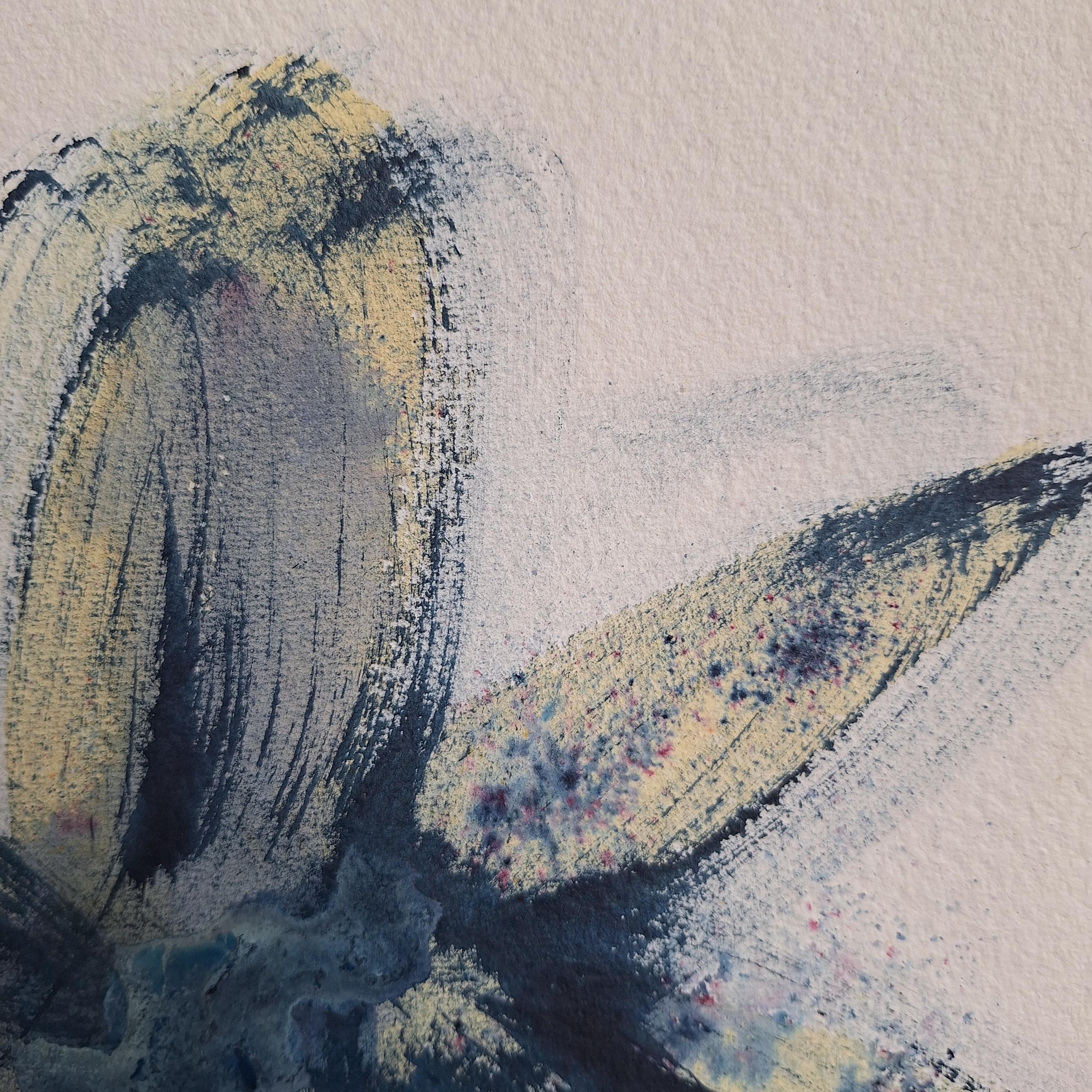 Rire de pétales #6 - bleu, doré et beige